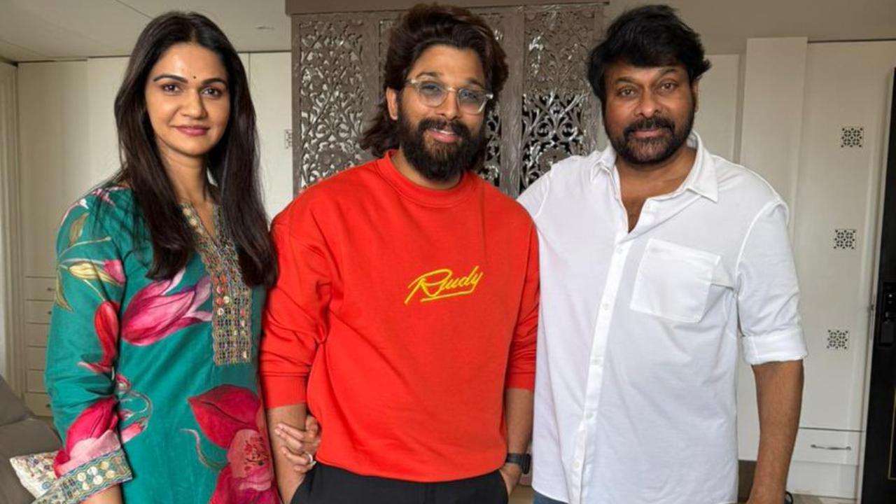 Allu Arjun & wife Sneha Reddy meet superstar Chiranjeevi day after getting bail