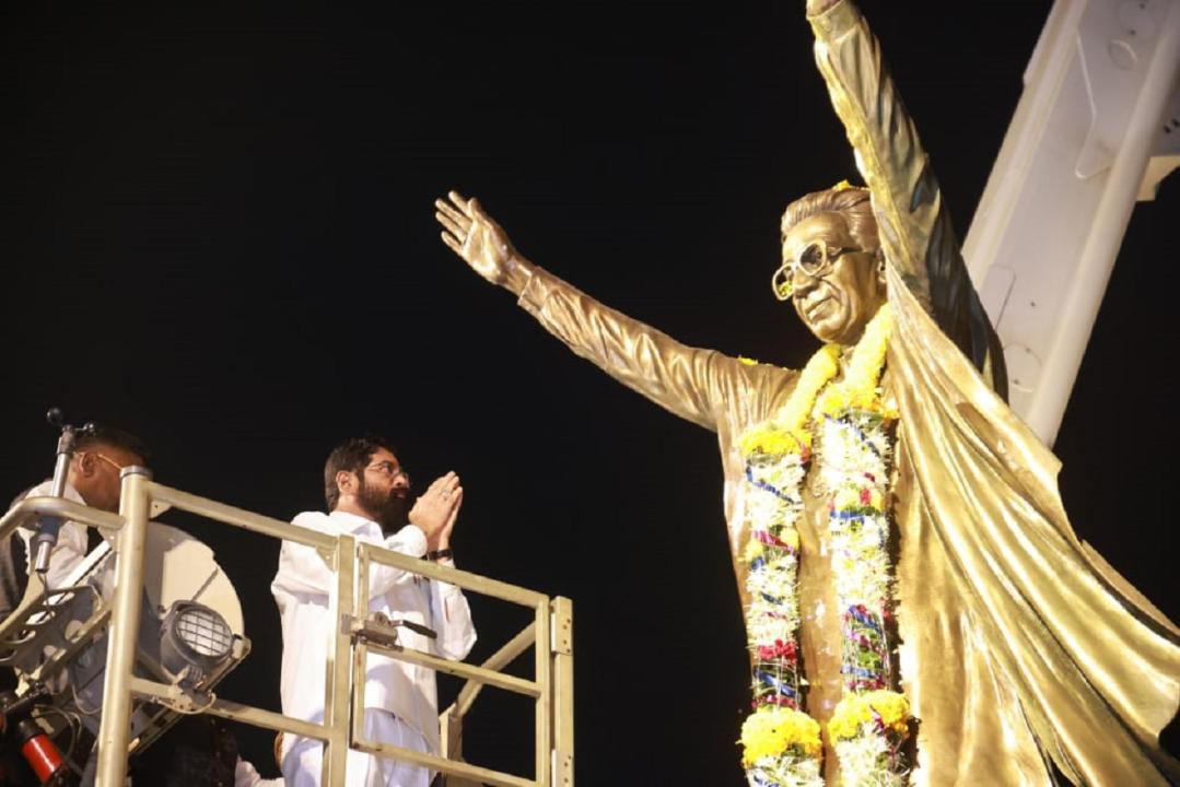 In Photos: Shinde pays tribute to Bal Thackeray after taking oath as Dy CM