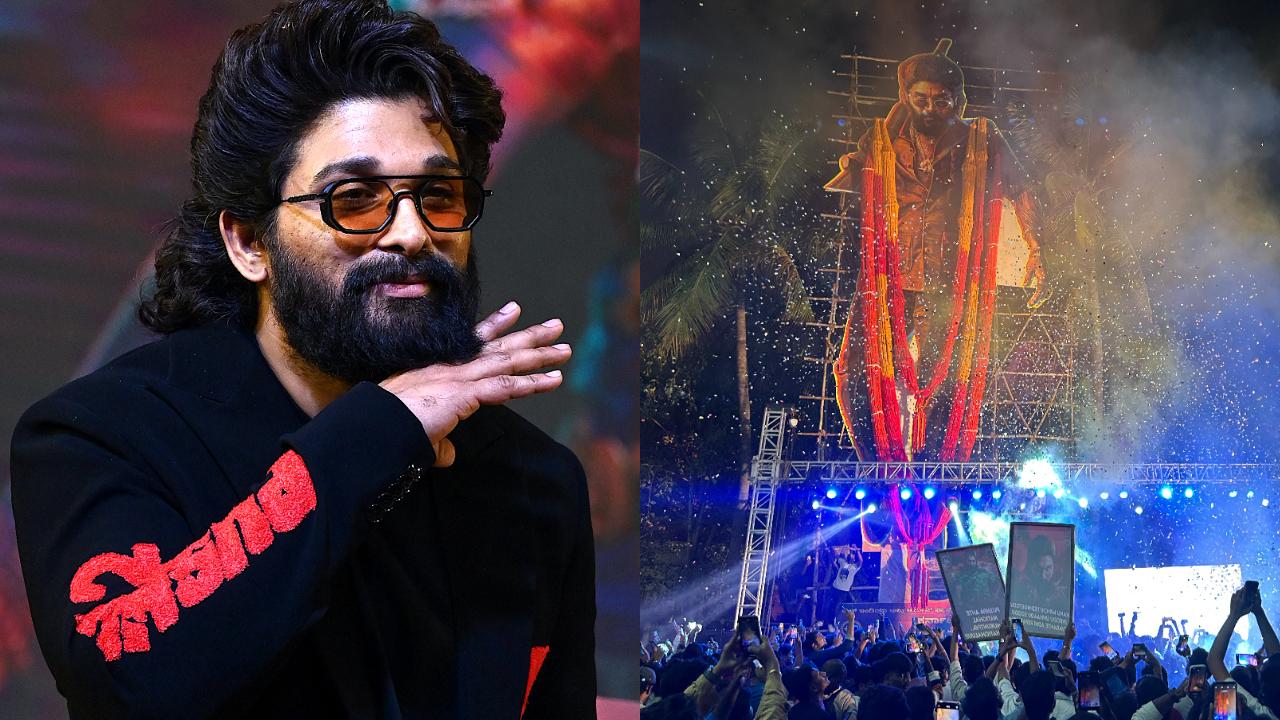 Pushpa 2 release: Allu Arjun’s massive 85 feet cutout installed in Bengaluru