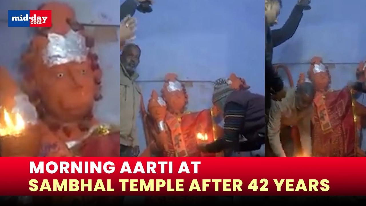 Aarti performed at Hanuman Temple discovered in Sambhal - WATCH VIDEO