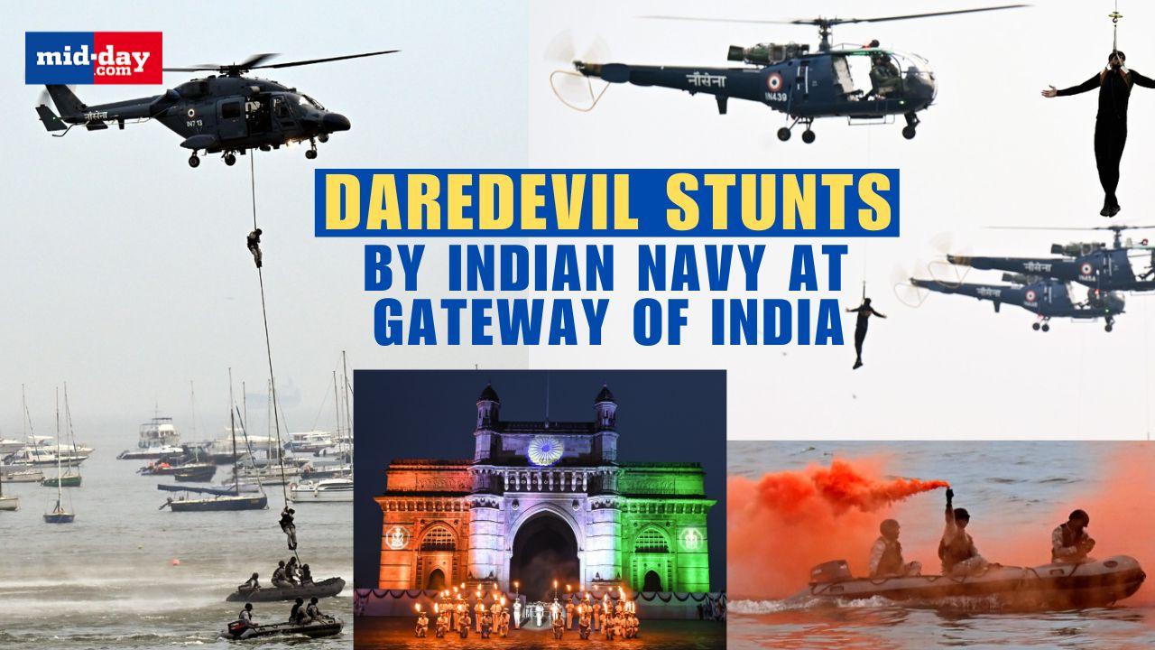 Watch Beating Retreat, Dance & Daredevil stunts by Indian Navy