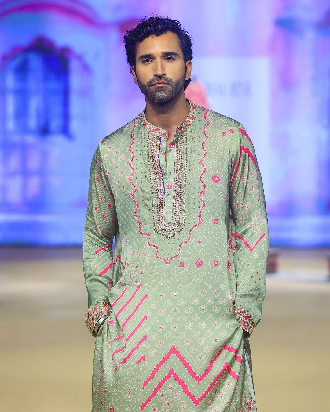 Gurfateh also took to the ramp, making a statement in a green kurta adorned with exquisite embroidery