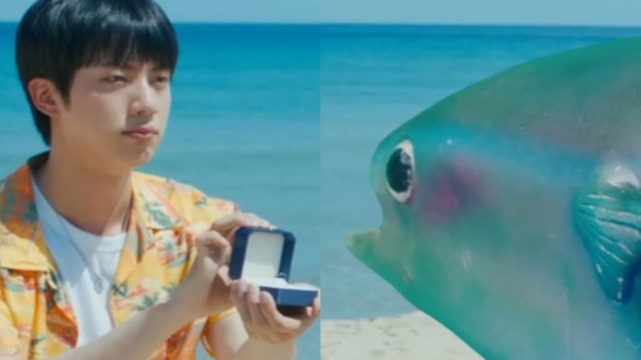 BTS Jin proposes to a fish in Super Tuna special music video, ARMY REACTS