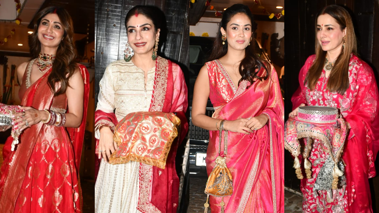 From Shilpa Shetty, and Raveena Tandon to Neelam Kothari Soni and Mira Kapoor, Bollywood wives were spotted arriving at Anil and Sunita Kapoor's residence for Karwa Chauth puja. Read more