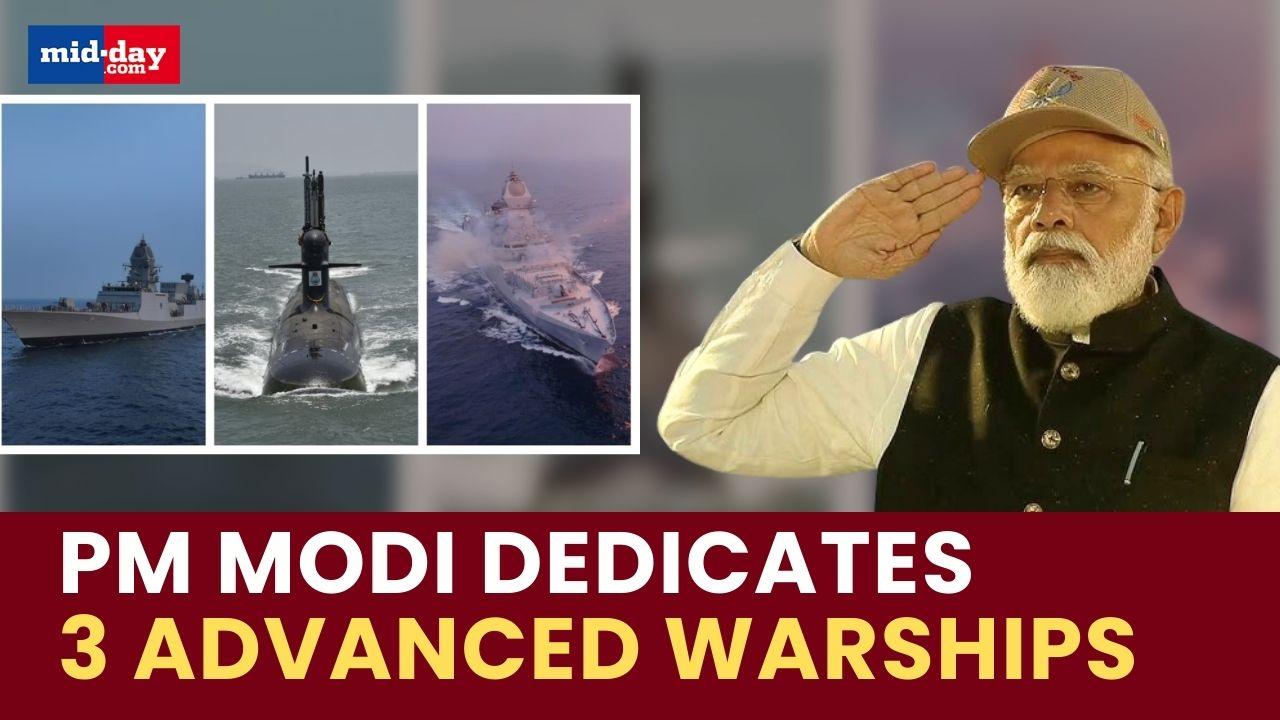 PM Modi commissions three advanced naval ships, INS Surat, Nilgiri, & Vaghsheer