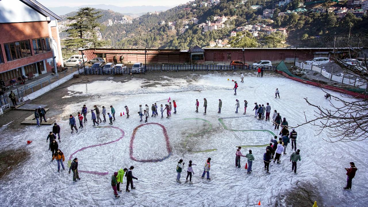 Locals begin new year at century-old ice skating rink in Shimla